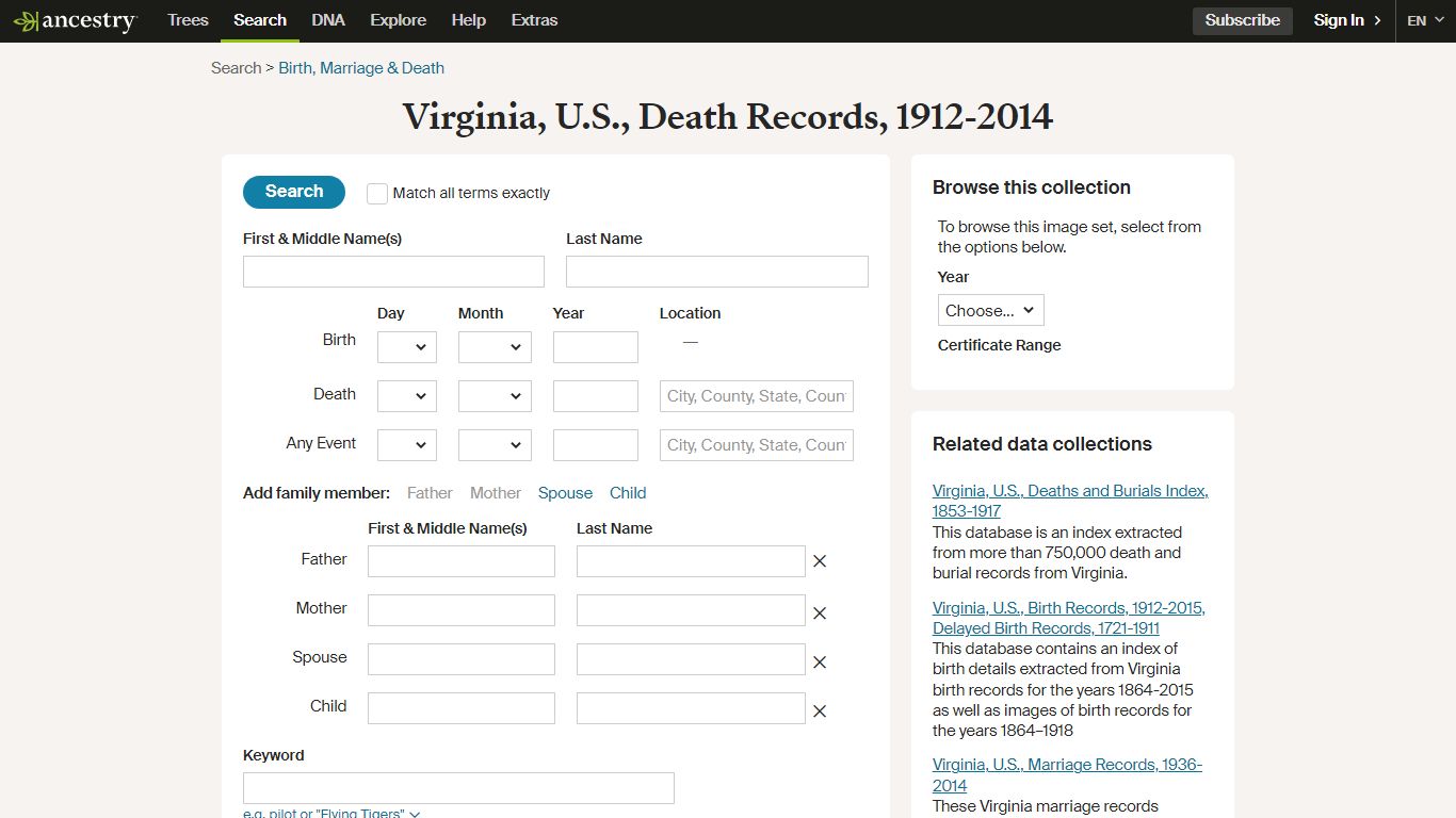 Virginia, U.S., Death Records, 1912-2014 - Ancestry